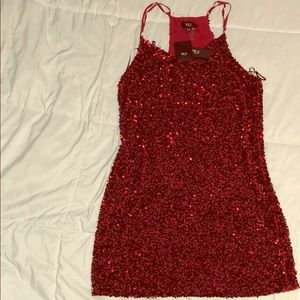 MLV Mira Sequin Cocktail Dress in Red XS
